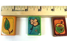 Lot of Three Small Fall Leaves and Acorn Plastic Stamps Unknown Brand 1" x1 1/2"