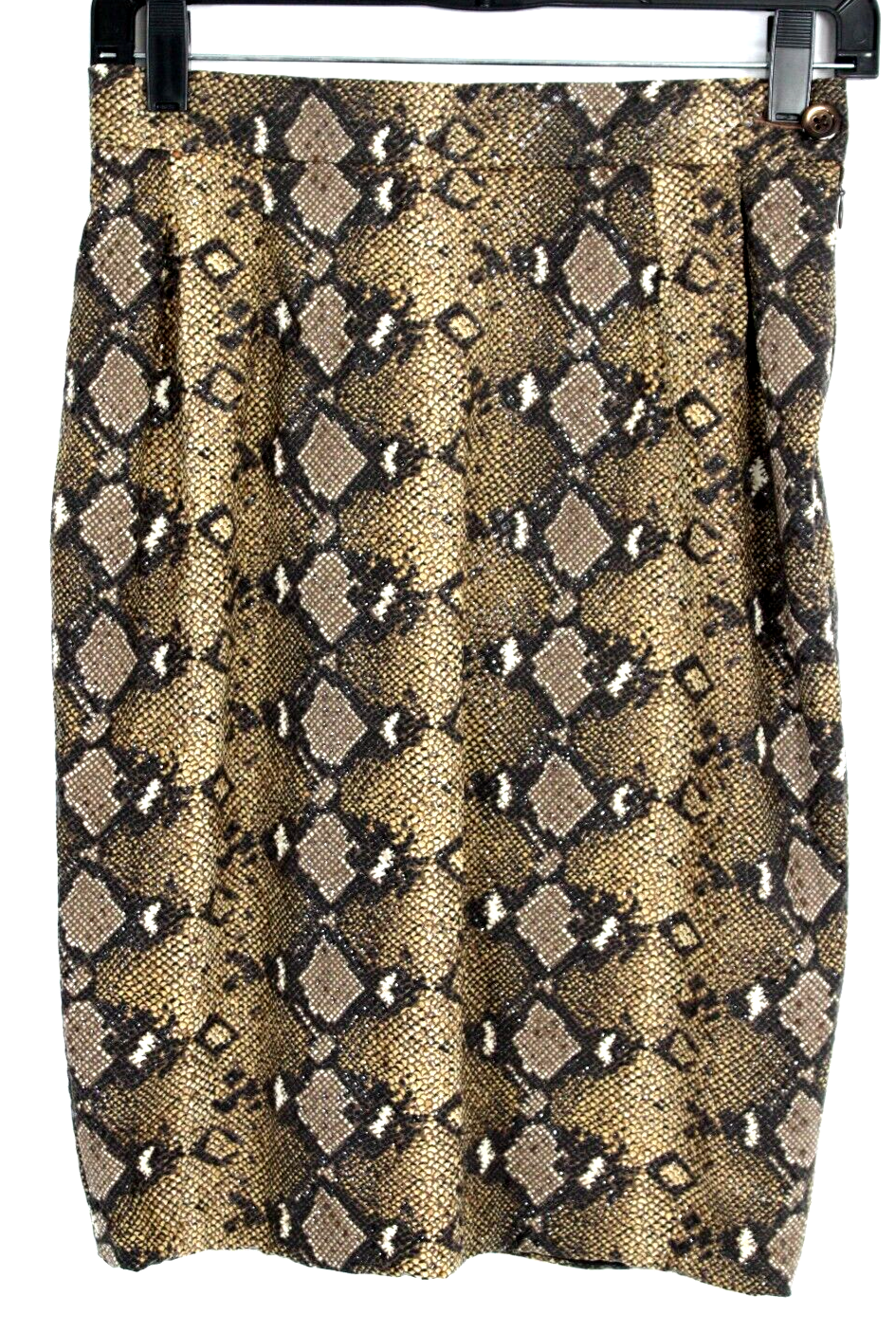 Gonna a matita YVES SAINT LAURENT vintage marrone testurizzata stampa pelle di serpente nylon 36