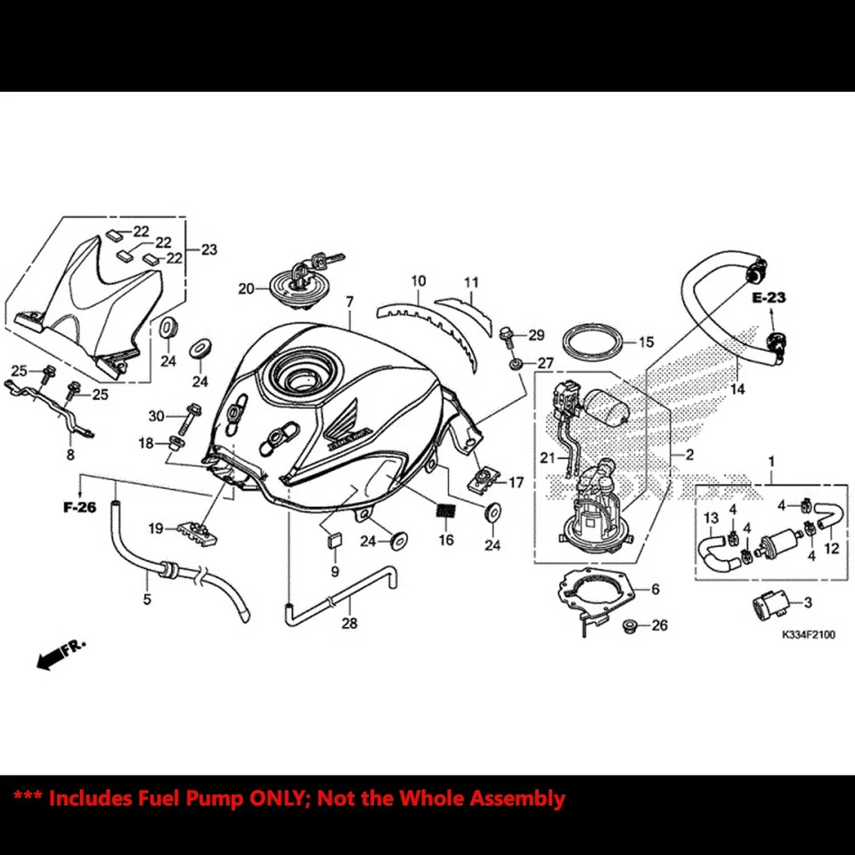 OE Replacement Fuel Pump+Filter/Strainer for 11-13 CBR 250R/15-22 300R/CB 300F — 第 2/4 张图片