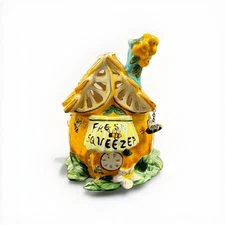 Fresh Squeezed Lemons Ceramic Candle House Tea Light Holder Blue Sky 2009 VTG