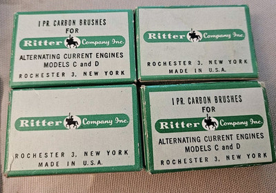 4 Pairs Vintage Ritter Co. Carbon Brushes 374 G-3P Alternating Current Dental