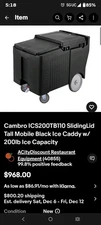 Cambro ICS125L110 125lb Black Sliding Lid Ice Caddy**missing lid
