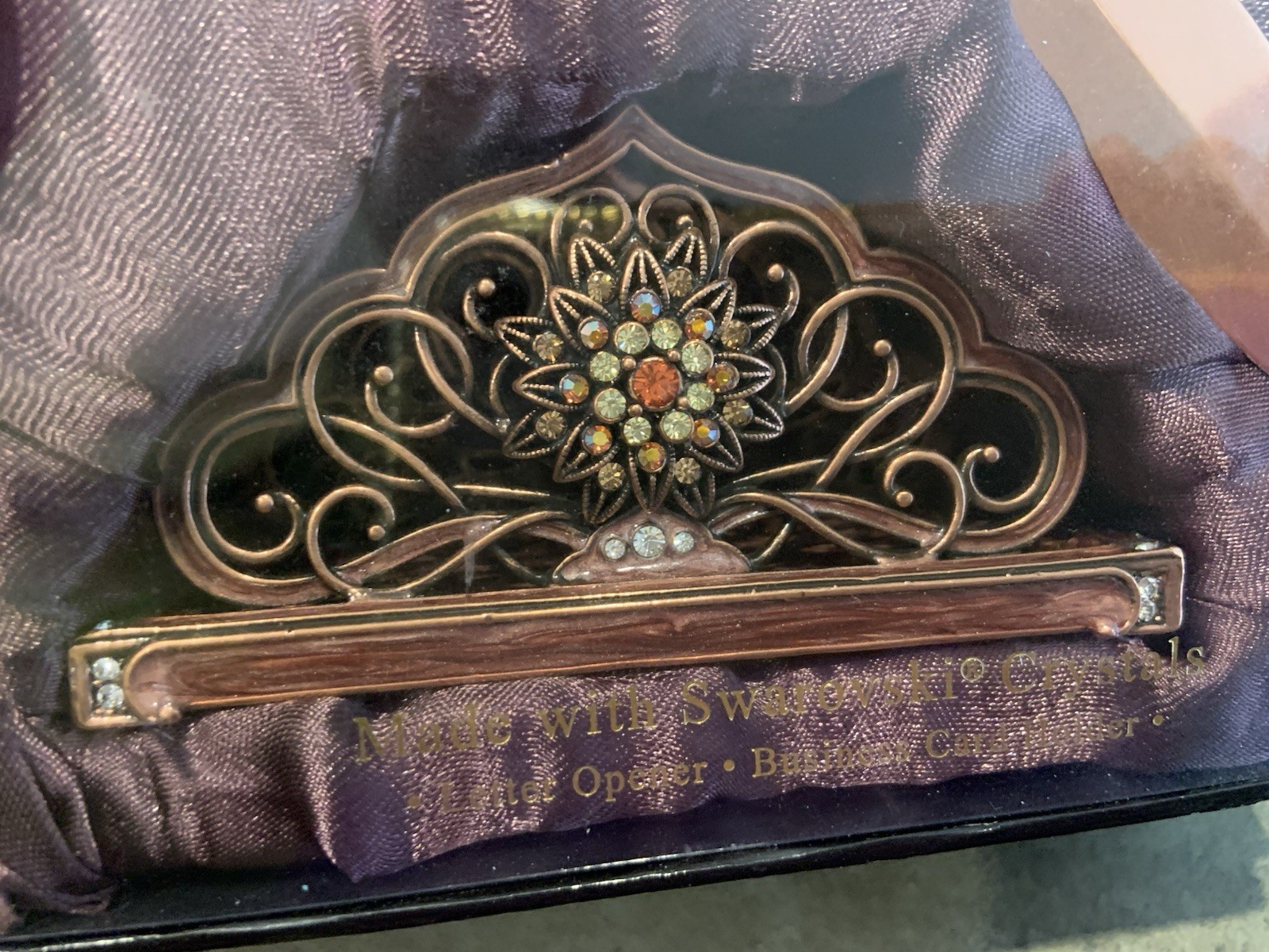 Argento Sc Lotus made w/Swarovski Crystals Office set NIB