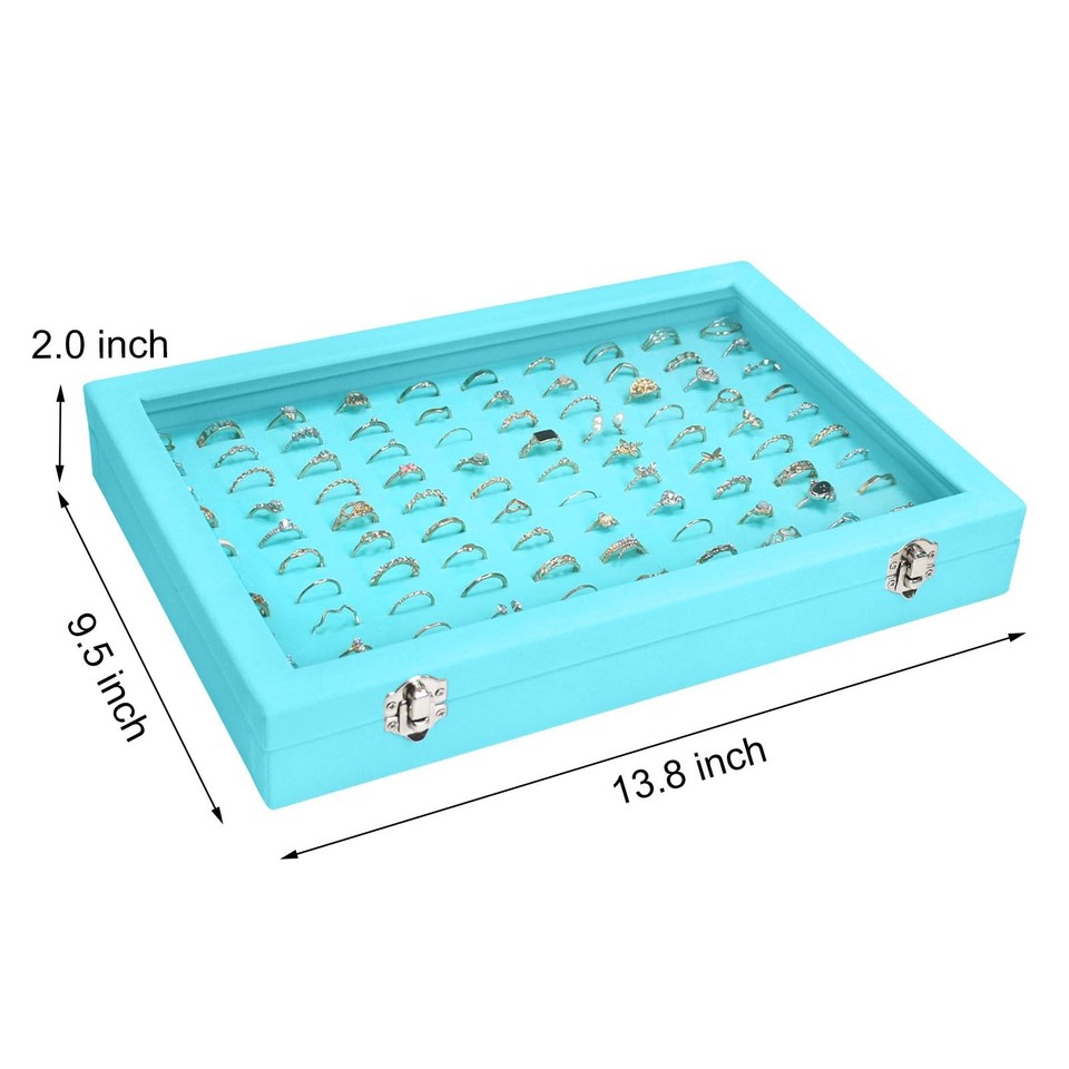 Siveit 100 Slot Ring Display Tray Organizer Box - Pink Jewelry Storage For Collection - View #10
