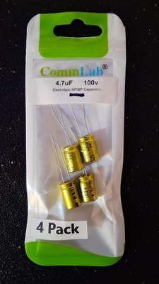 4pc Elum 4.7uF 100v Radial lead Bipolar NP BP Capacitors Amp Radio Audio BEST!