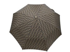 Authentic FENDI Vintage Zucca Pattern Classic FF Logo Folding Umbrella Brown