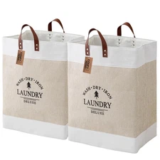 COMFY HOMI 2Pack 76L Laundry Basket & Hamper, Large Collapsible Waterproof Cl...