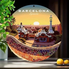 1pc Barcelona Spain Sagrada Familia Cathedral Metal Wall Art - Vintage Catalan M