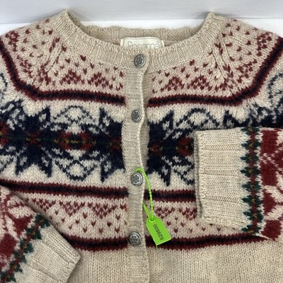 Rosanna VTG Womans Heavy Chunky Fair Isle Knit  Wool Cardigan Button Up 2x READ
