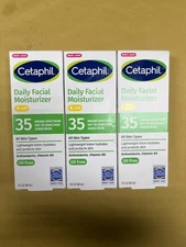 3 New Cetaphil Daily Facial Moisturizer AM SPF 35 - 3oz Each Box Exp. 12/2026