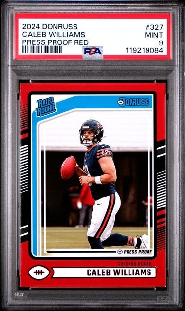PSA 9 2024 Donruss Rated Rookie #327 Caleb Williams Press Proof Red Rookie RC