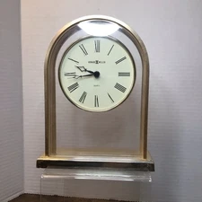 VINTAGE 7.25x6"" Howard Miller Arched Table  Gold Toned Quartz Roman Numerals