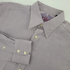 NWT Robert Graham Men's LG Button Up Shirt Purple Micro Print Long Sleeve Cotton