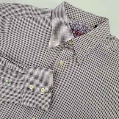 Robert Graham Men's LG Button Up Shirt Purple Micro Print Long Sleeve Cotton NEW