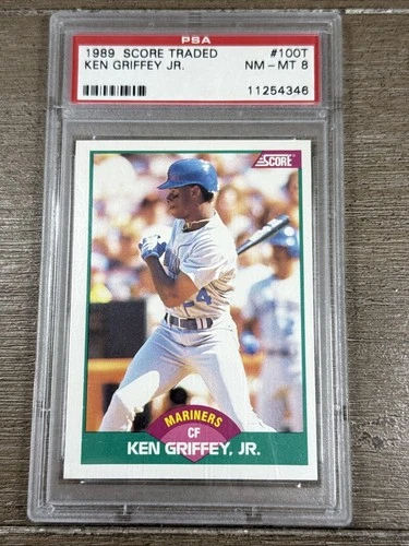 1989 Score Rookie & Traded Ken Griffey, Jr. Rookie RC #100T Mariners PSA 8
