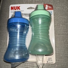 NEW Nuk Sippy Cup Fun Grips Hard Spout 10oz 2- Pack BPA Free Leak Proof 9 Month