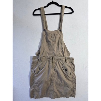 Max&Co Jeans & Basics Women Khaki Cotton Convertible Pinafore Skirt/overall Sz10