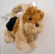 Vintage Puppy Dog Plush Stuffed Animal Purse Bag Brown Black Tan