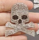 Skull Iron on Patch Bling Rhinestone iron on Patch 1+3/4 x 2-inch FREE SHIPPING
