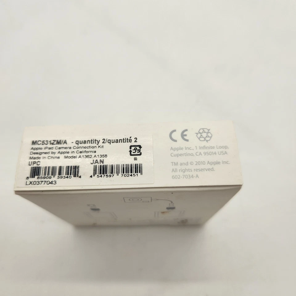 Genuine Apple iPad Camera Connection Kit MC531ZM/A MODEL A1362 A1358 NEW - Image 4 of 4