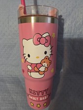 Hello Kitty stainless steel tumbler PINK with a straw and a 40-ounce capacity.