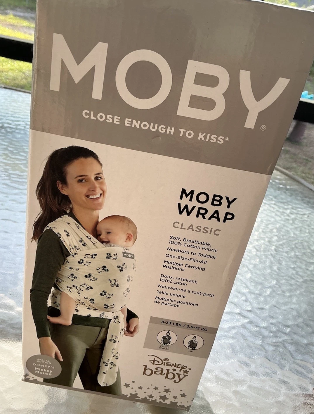 Moby Baby Wrap Disney Mickey Mouse Beige Black Machine Washable Adjustable