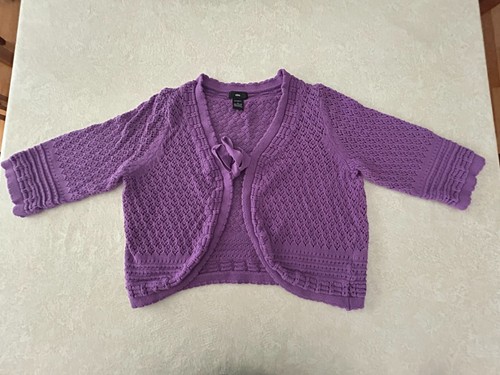 Ellos Women's Violet Knit Tie Front Shrug Cardigan - size M - 100% Cotton - VG - Picture 3 of 10