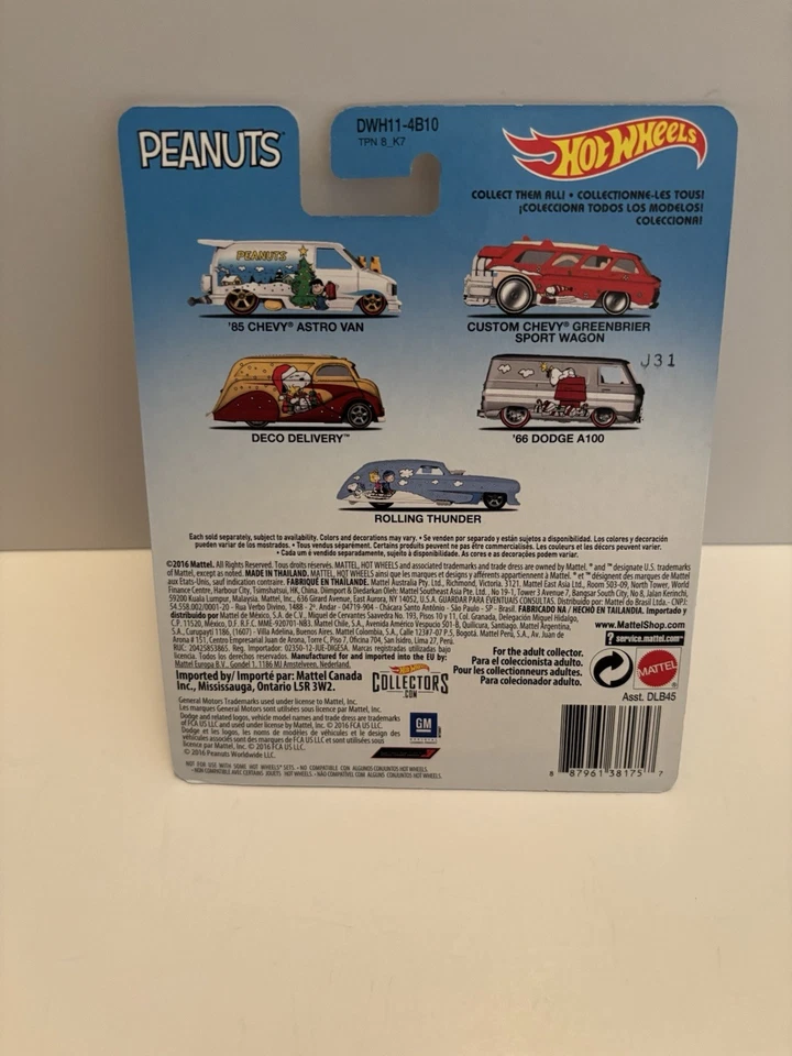 2016 Hot Wheels Premium Pop Culture Peanuts Linus  Deco Delivery - Image 2 of 4