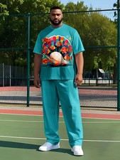 Men's Outfit 2 Piece Set Shirt  Pants Suit PLUS SIZE BIG 4XL