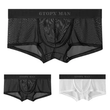 Soft Breathable Underwear for Men with Seethrough Mesh Pouch Boxer Briefs
