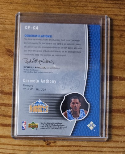 2004-05 Carmelo Anthony Upper Deck Trilogy Game Used Jersey Cutting Edge nuggets - Picture 2 of 2
