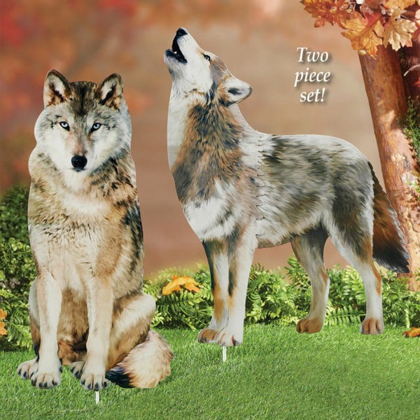 Outdoor Metal Stakes Decoration 2pcs Yard Realistic Wolf Garden Lawn