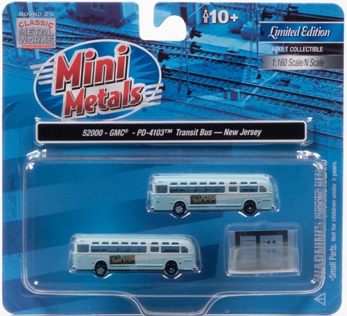 Paquete de 2 Mini-Metales 52000-GMC Autobús de Tránsito Escala 1:160 N Tren Accesorios Nuevo | Zustand: New