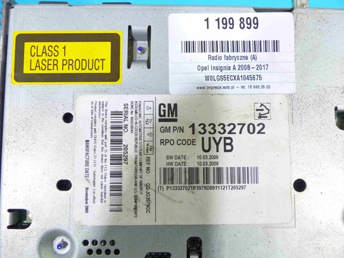 WERKSRADIO OPEL INSIGNIA A 08-17 13332702 / IM 09851 - Bild 4 von 7