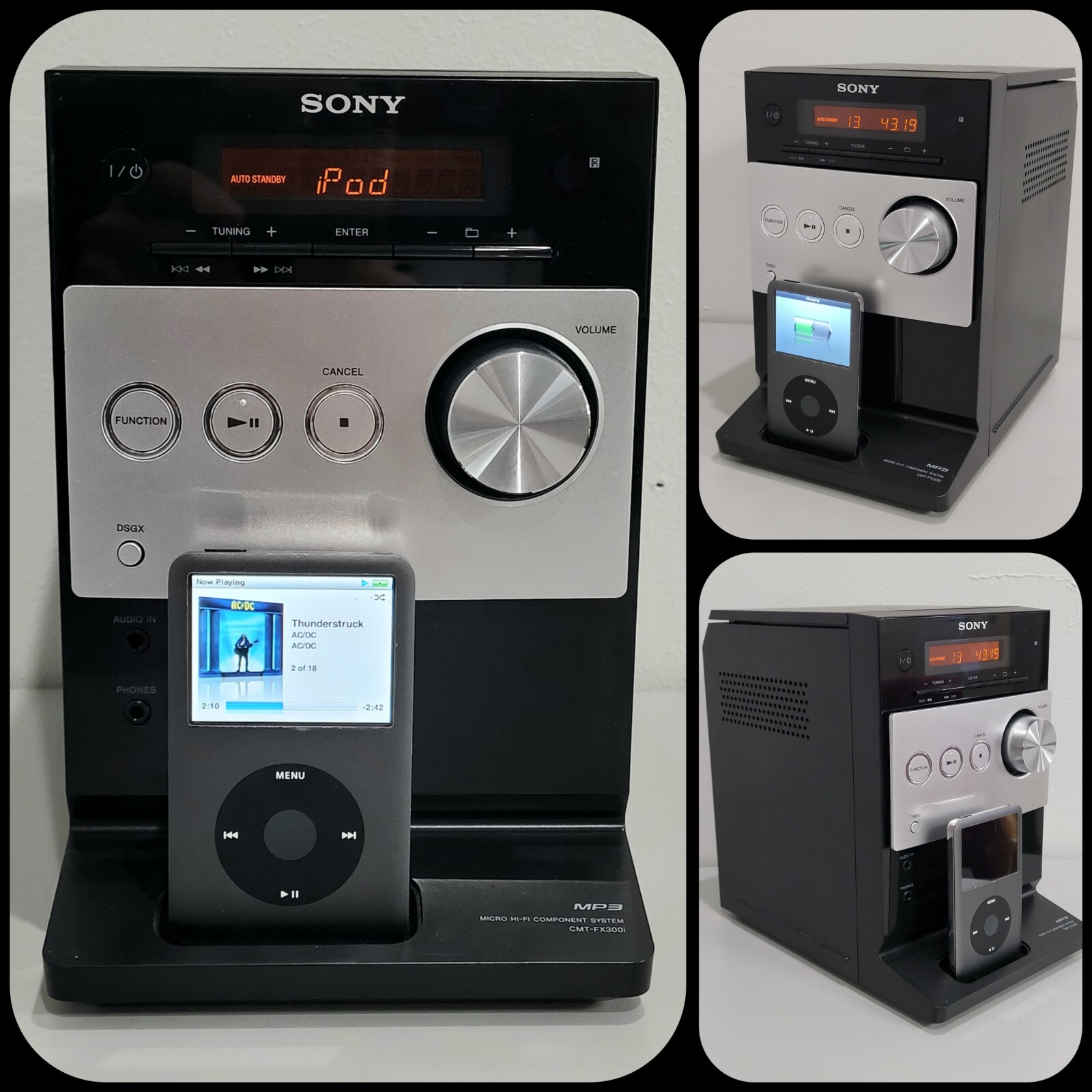 Sony CMT-FX300i Micro Hi Fi Component Stereo System AUX iPod CD HEAD UNIT TESTED