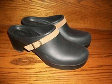 Crocs Womens Sarah Belted Comfort Clogs 203631 Black / Brown Size W 11-FREE ship