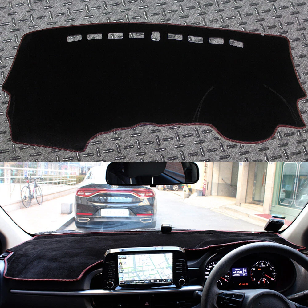 Black Non Slip Dash Mat Cover w Red Stitch for 2021 2022 KIA