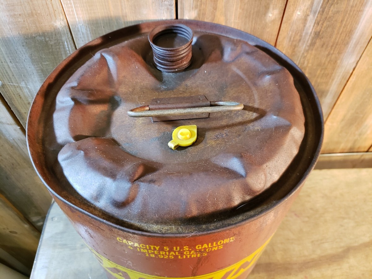 5 GAL CAN GALLON MOTOR GAS TIN VINTAGE SERVICE STATION GASOLINE