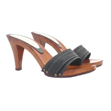 Zoccoli da donna con doppia fascia grigia tacco 9 cm - K6101 GRIGIO