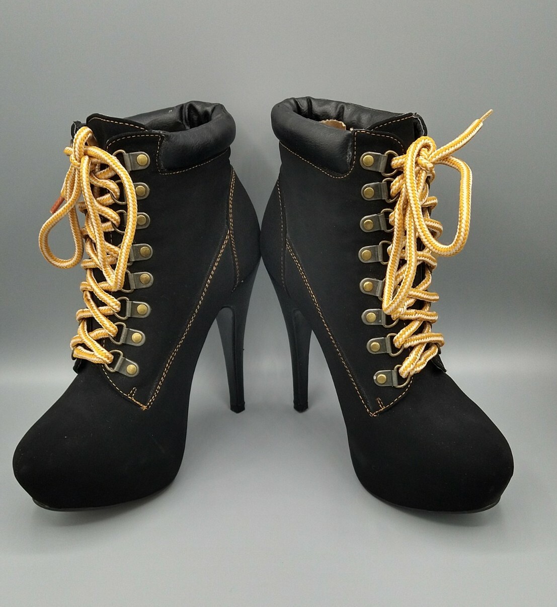Forever 21 Black Velvet High Heel Lace 