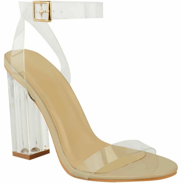 clear block heel sandals uk
