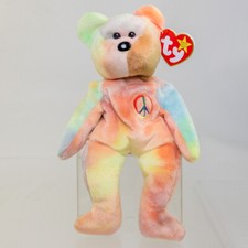 TY Beanie Baby - PEACE the Ty-Dyed Bear Orange/Yellow  8.5 inch  MWNMT 