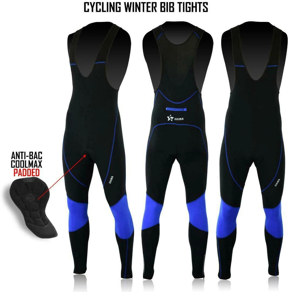 Mens Cycling Bib Tights Super Roubaix Winter Bib Wear Thermal Trosuer Bike Tight - Image 4 of 4