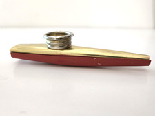 Vintage METAL SUBMARINE KAZOO Trophy Music Co Instrument Red Gold Made In Taiwan