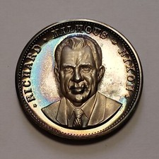 .780 oz .999 Silver Round - Richard Milhous Nixon Rainbow Toning - Canada F7383 0.12 per troy oz