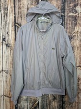 Vintage Izod Lacoste Jacket Mens Large Tan Anorak Hooded Windbreaker Nylon
