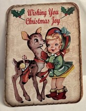 Christmas Decor Holiday Vintage Style Die Cut Cardboard Holiday Wall Decor 5x7