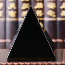 Natural Black Obsidian Quartz Stone Pyramid Chakra Healing Energy Crystal Tower 