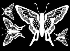 Butterfly Large Bold 4 pcs White Fused Glass Decals