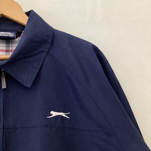 Slazenger Mens Navy Blue White Logo Full Zip Jacket Size S Collared - Picture 2 of 7
